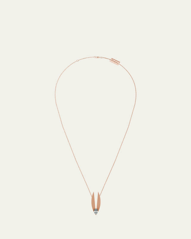 18K Gold Petal Lotus Edge Pear Diamond Necklace, 16"L